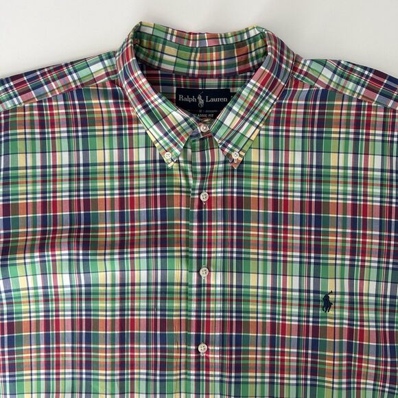 Ralph Lauren Classic Fit Plaid Short Sleeve Button Down Shirt Mens Size 3XB BIG - Picture 1 of 9